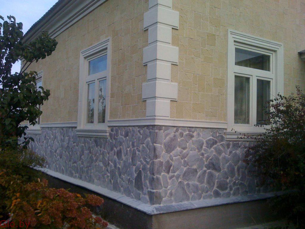 Отделка фасада камнем облицовка цоколя и стен камнем в Орше