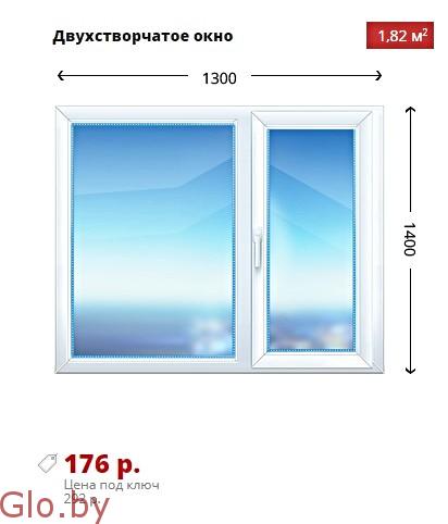 Двухстворчатое окно Kbe Эксперт 1300х1400 дешево .