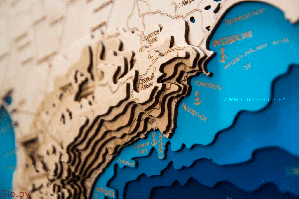 Деревянная карта Крыма под заказ
