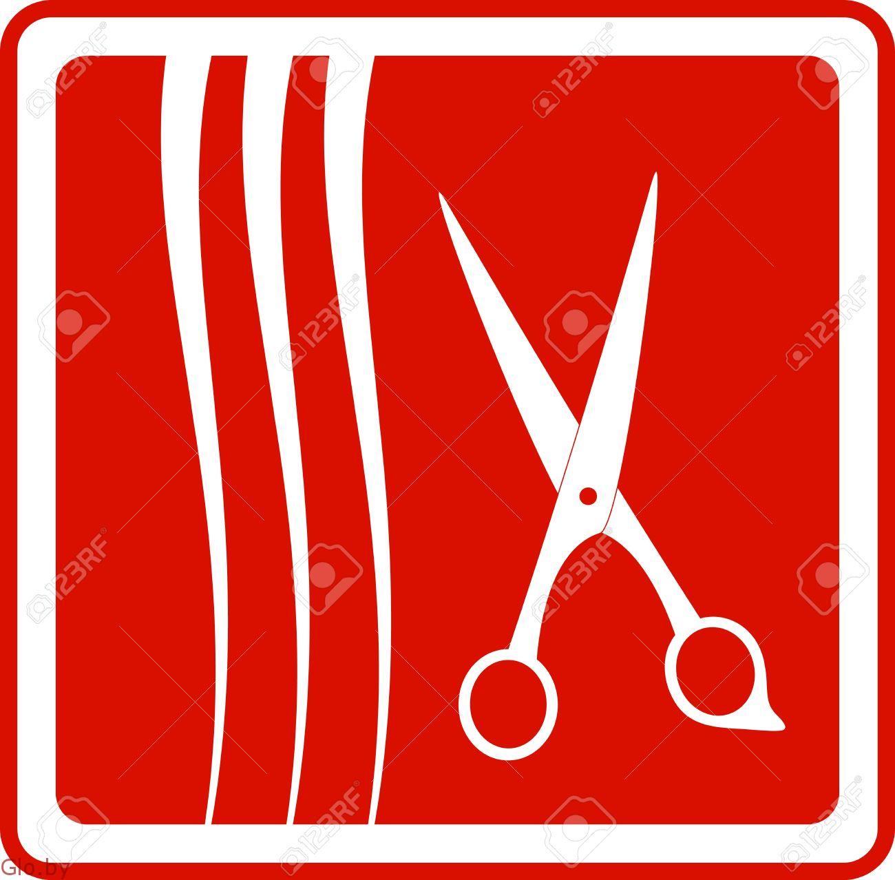Ножницы парикмахерские на Красном фоне